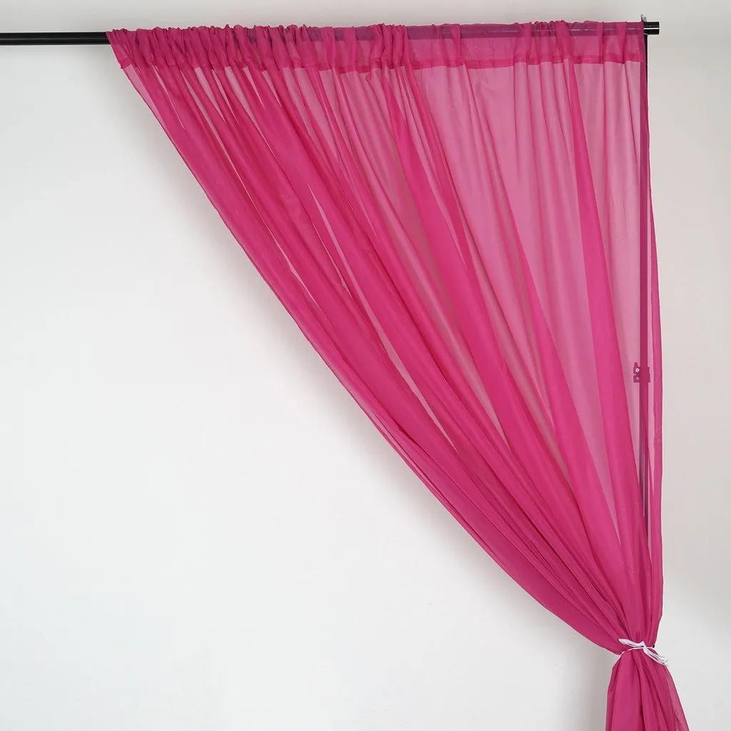 10FT Fire Retardant Fushia Sheer Curtain Panel Backdrops Window Treatment With Rod Pockets - Premium Collection