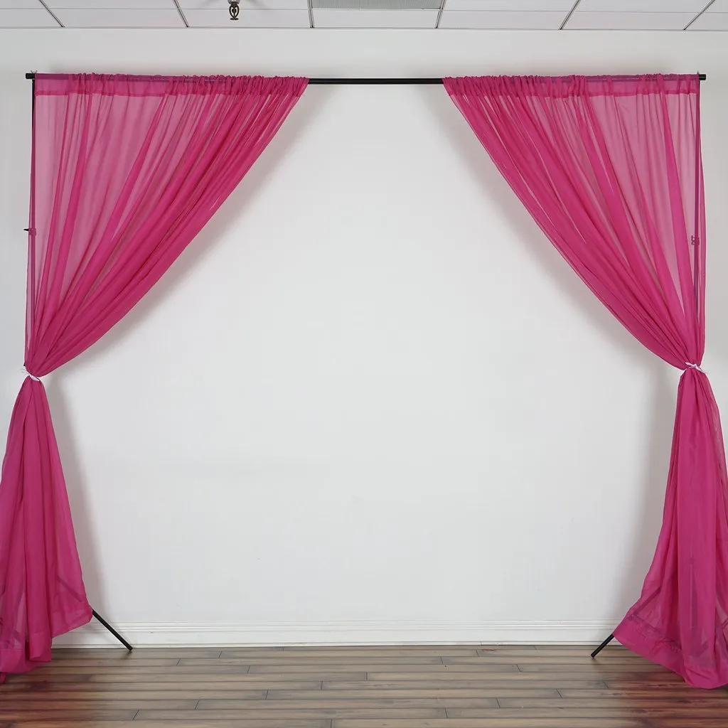 10FT Fire Retardant Fushia Sheer Curtain Panel Backdrops Window Treatment With Rod Pockets - Premium Collection