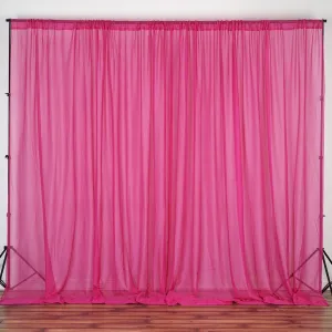 10FT Fire Retardant Fushia Sheer Curtain Panel Backdrops Window Treatment With Rod Pockets - Premium Collection