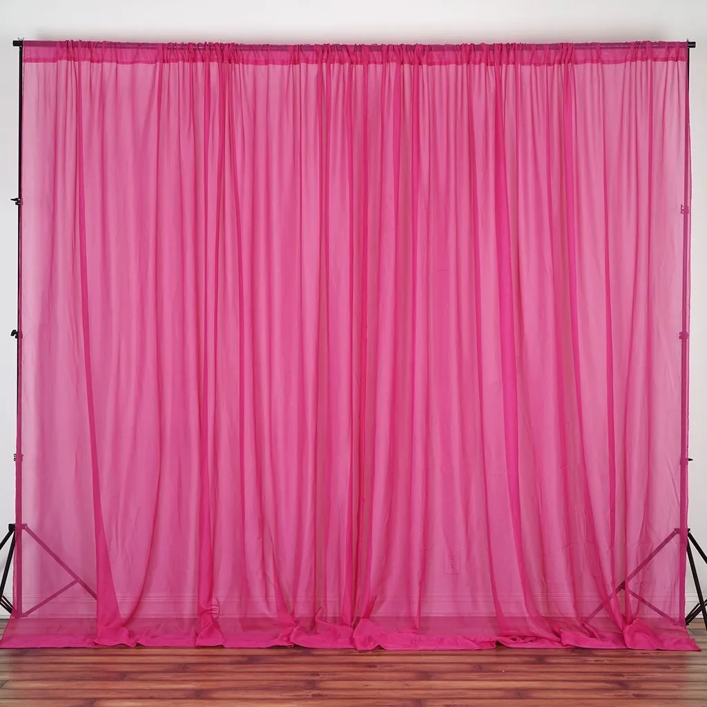 10FT Fire Retardant Fushia Sheer Curtain Panel Backdrops Window Treatment With Rod Pockets - Premium Collection