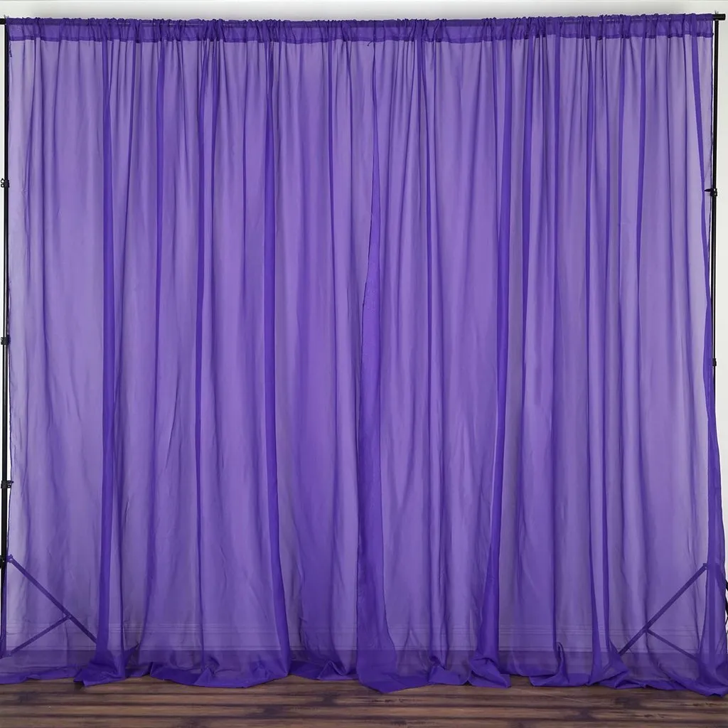 10FT Fire Retardant Purple Sheer Curtain Panel Backdrops Window Treatment With Rod Pockets - Premium Collection