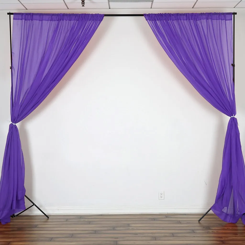 10FT Fire Retardant Purple Sheer Curtain Panel Backdrops Window Treatment With Rod Pockets - Premium Collection