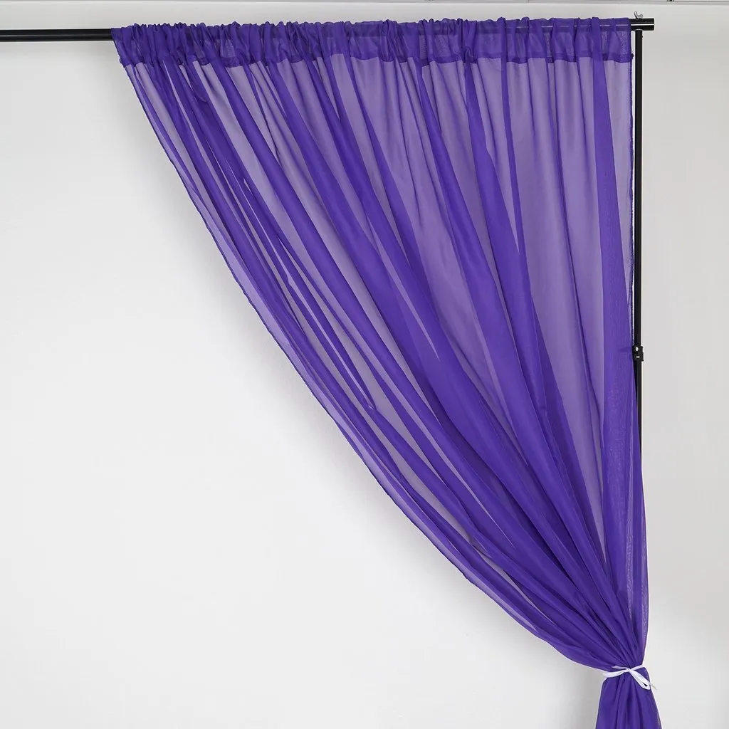 10FT Fire Retardant Purple Sheer Curtain Panel Backdrops Window Treatment With Rod Pockets - Premium Collection