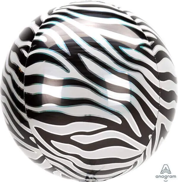 16" Zebra Orbz Balloon