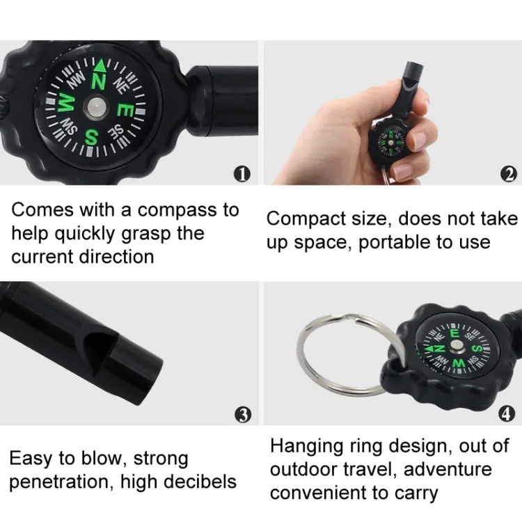 2 In 1 Whistle Compass Outdoor Survival Whistle Plastic Compass With Mountaineering Buckle