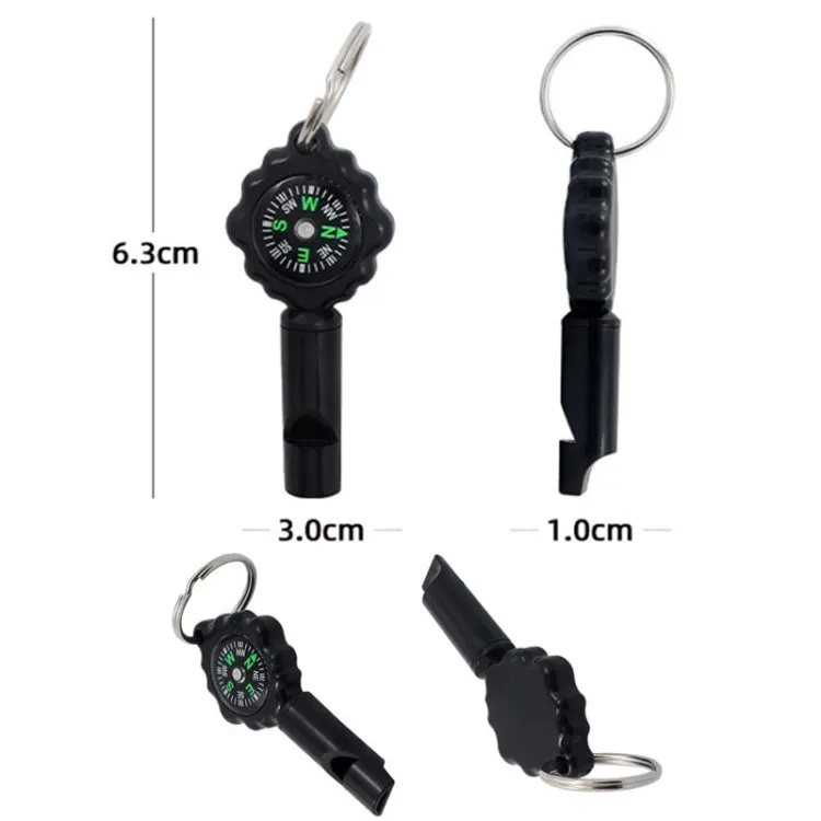 2 In 1 Whistle Compass Outdoor Survival Whistle Plastic Compass With Mountaineering Buckle