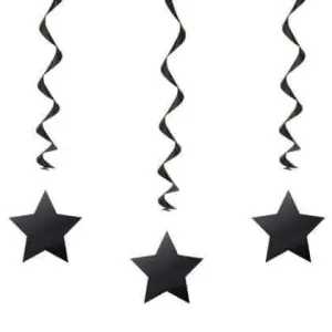 26" Black Star Hanging Swirls (3ct)