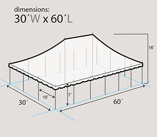 30-Foot by 60-Foot White Sectional Pole Tent, Commercial Canopy Heavy Duty 18-Ounce Vinyl for Parties, Weddings, and Events