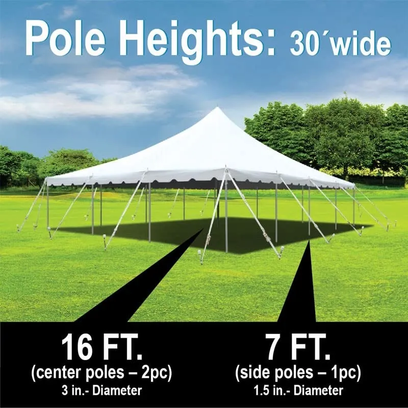 30-Foot by 60-Foot White Sectional Pole Tent, Commercial Canopy Heavy Duty 18-Ounce Vinyl for Parties, Weddings, and Events