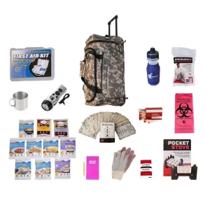 44 Meals Food Storage Survival Kit with Wheel Camo Bag