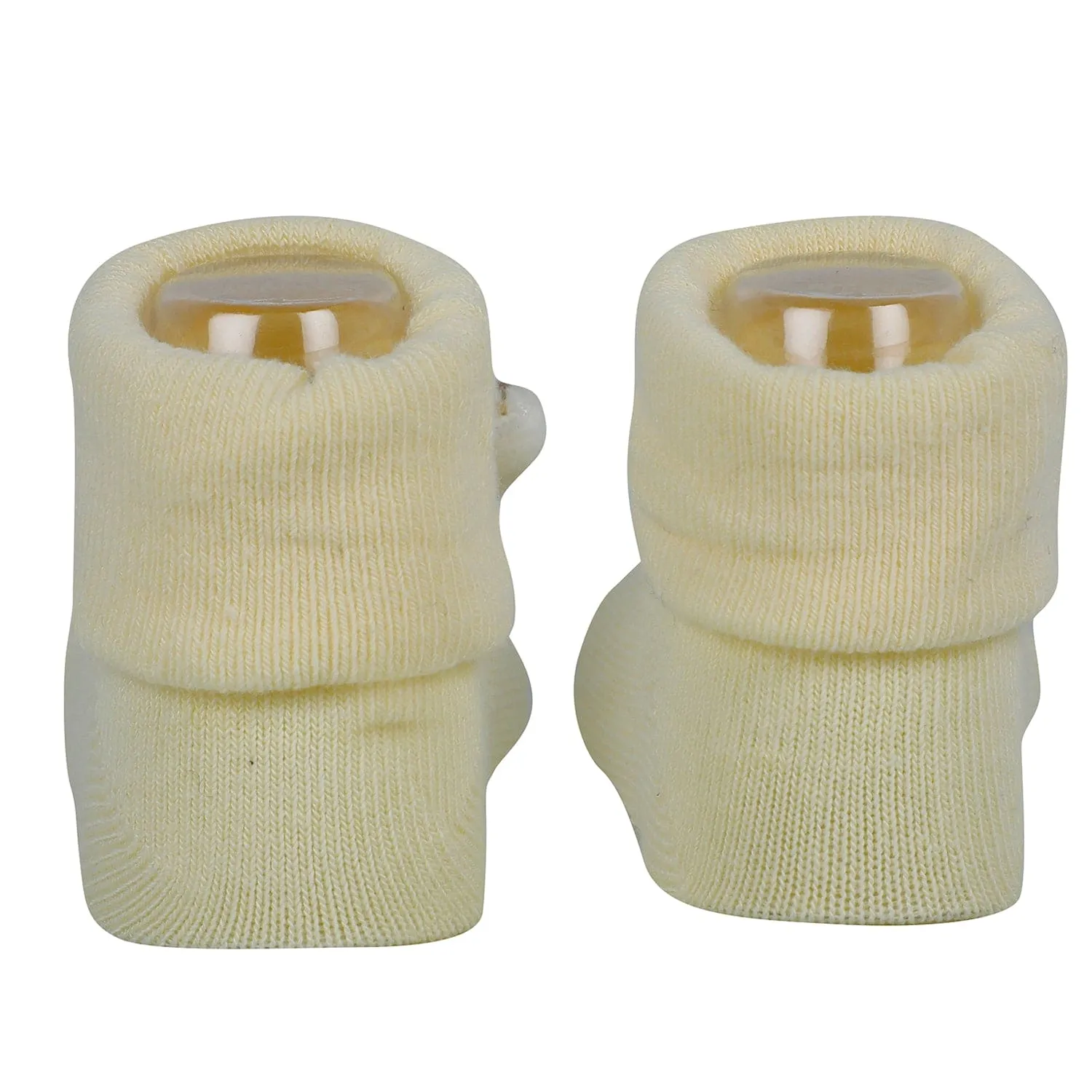 Baby Moo Cat And Bear 3D Rattle Anti-Skid Socks Booties Pack of 2 - Yellow, Blue