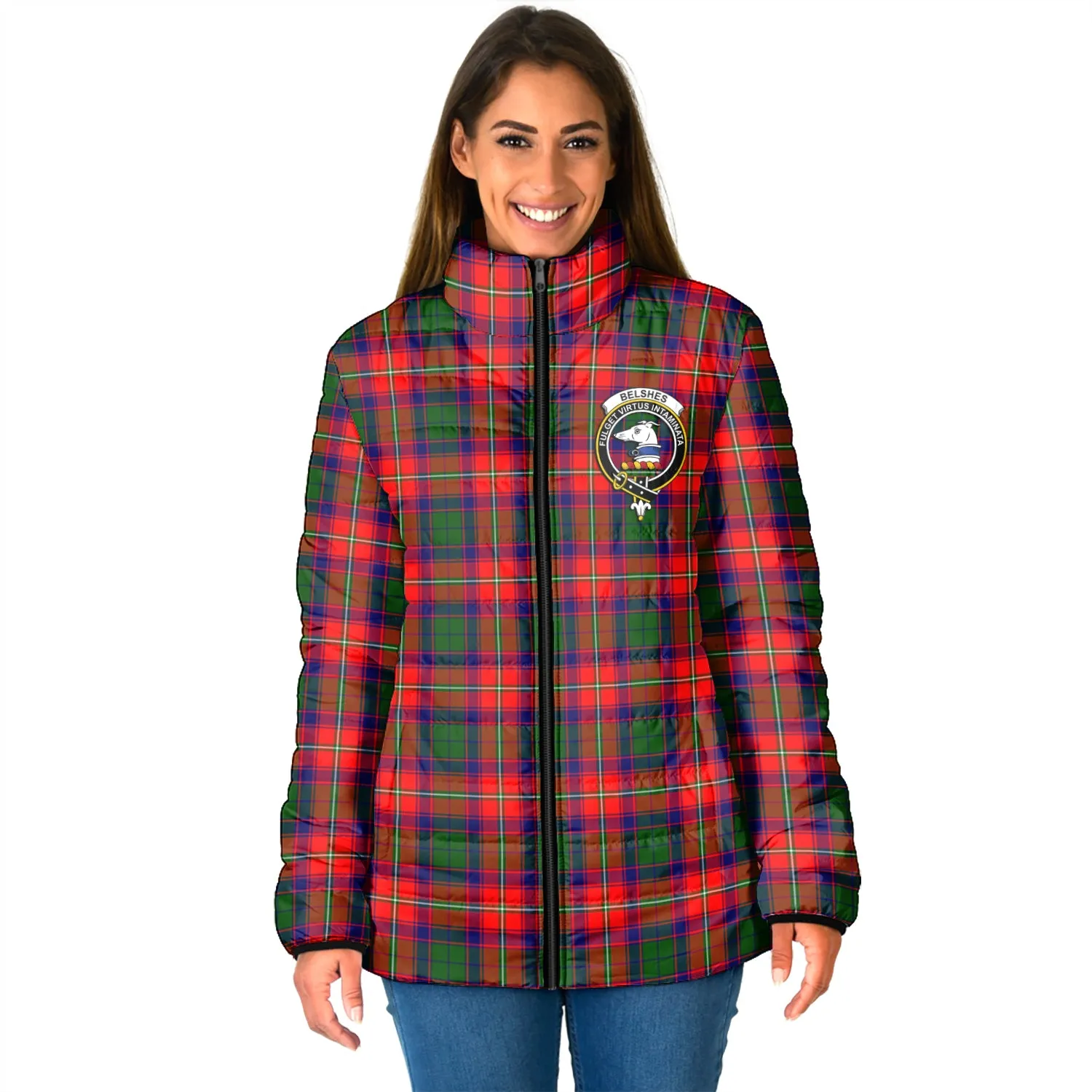 Belshes Tartan Padded Jacket with Family Crest