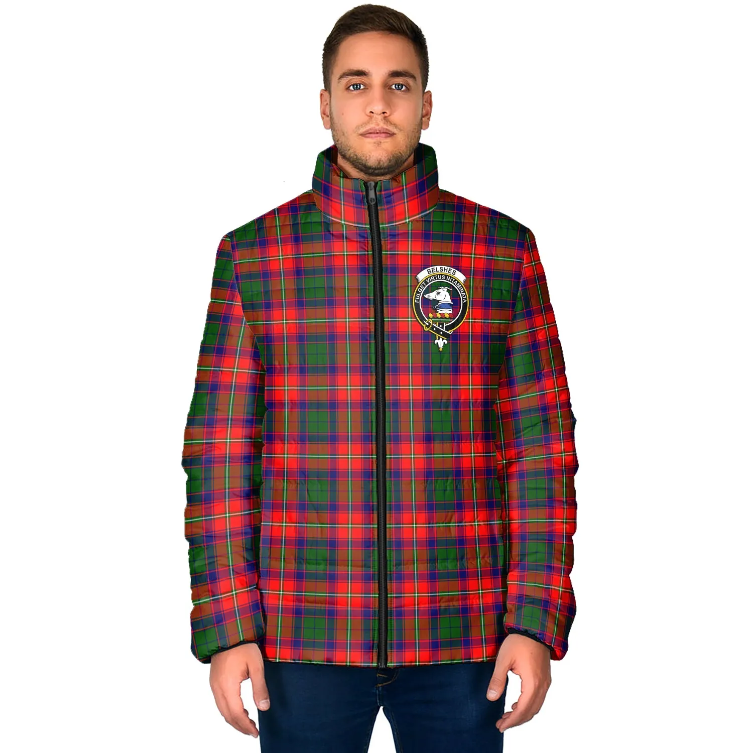 Belshes Tartan Padded Jacket with Family Crest