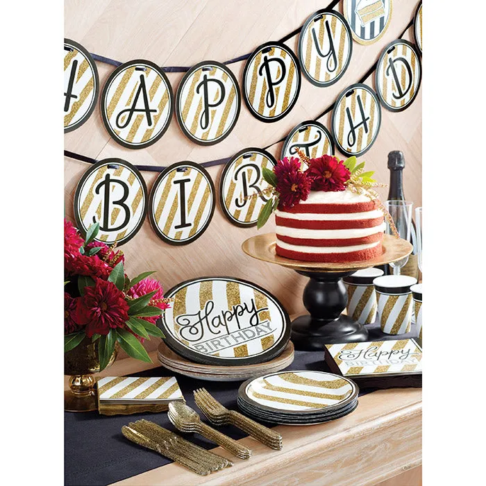 Black & Gold Paper Dessert Plates (8/Pkg)