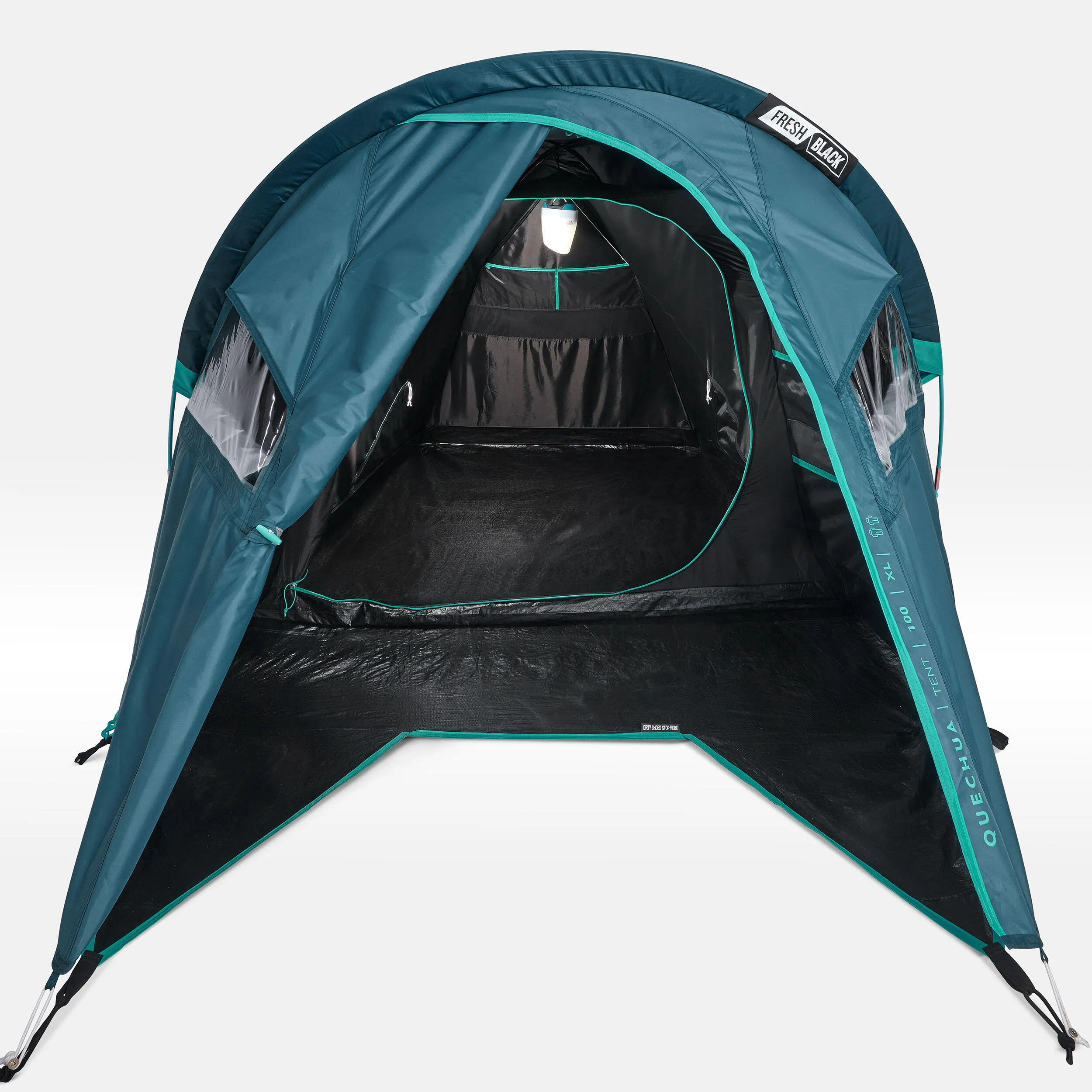 Camping tent Quechua Fresh & Black MH100 XL, grey/dark turquoise