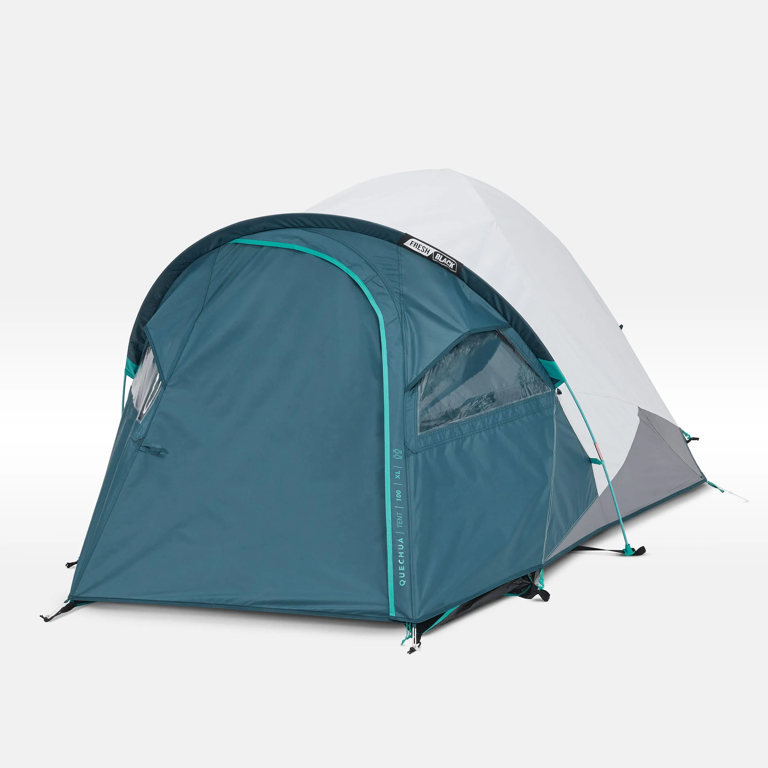 Camping tent Quechua Fresh & Black MH100 XL, grey/dark turquoise