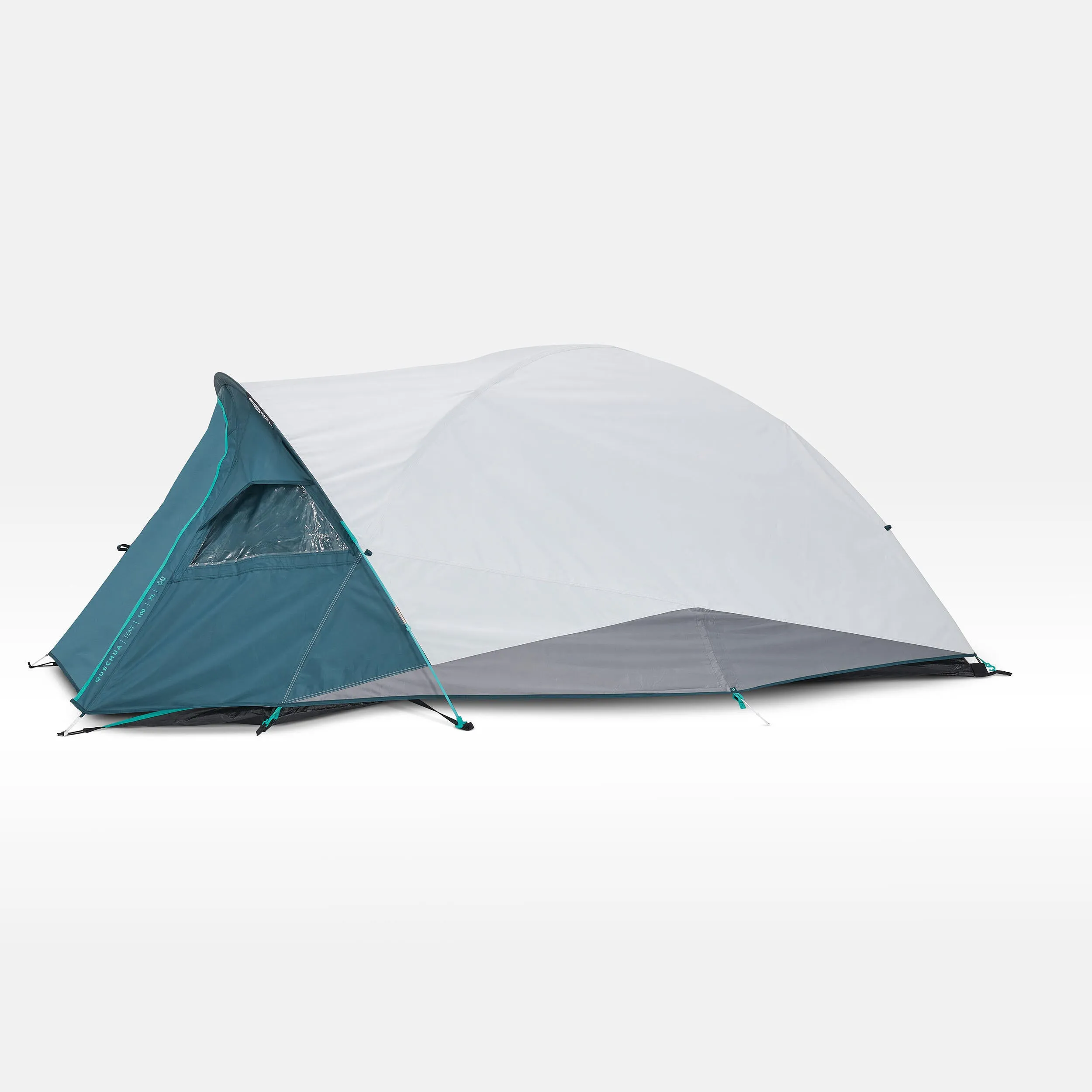 Camping tent Quechua Fresh & Black MH100 XL, grey/dark turquoise