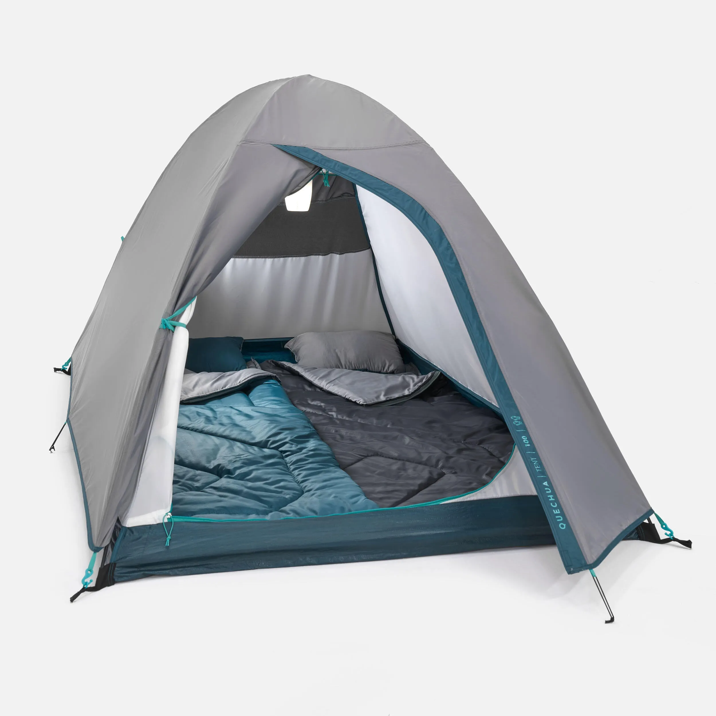 Camping tent Quechua MH100 2-person, grey/blue