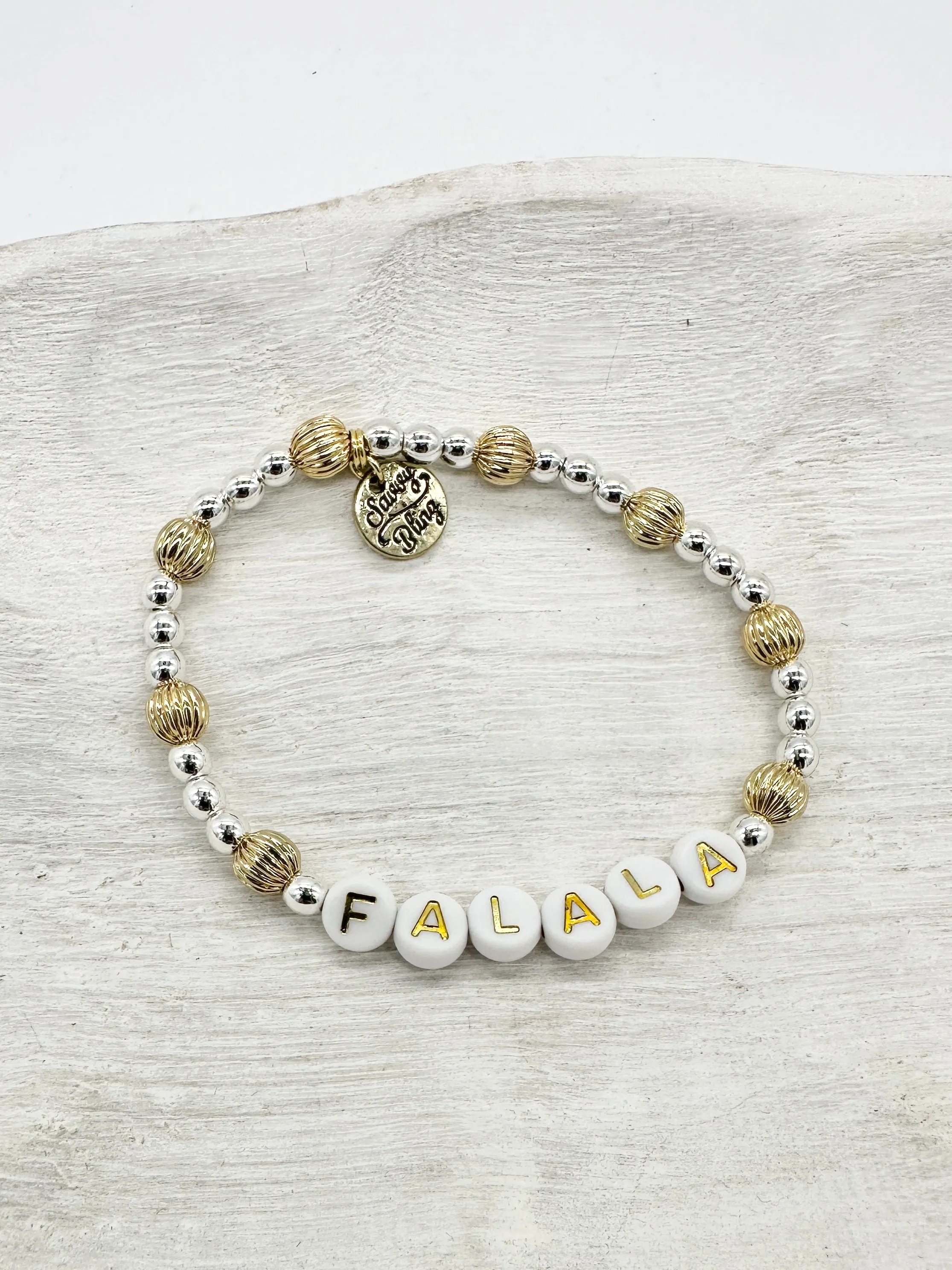 Christmas Sayings 18K Gold Filled Beaded Bracelet