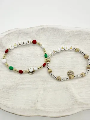 Christmas Sayings 18K Gold Filled Beaded Bracelet