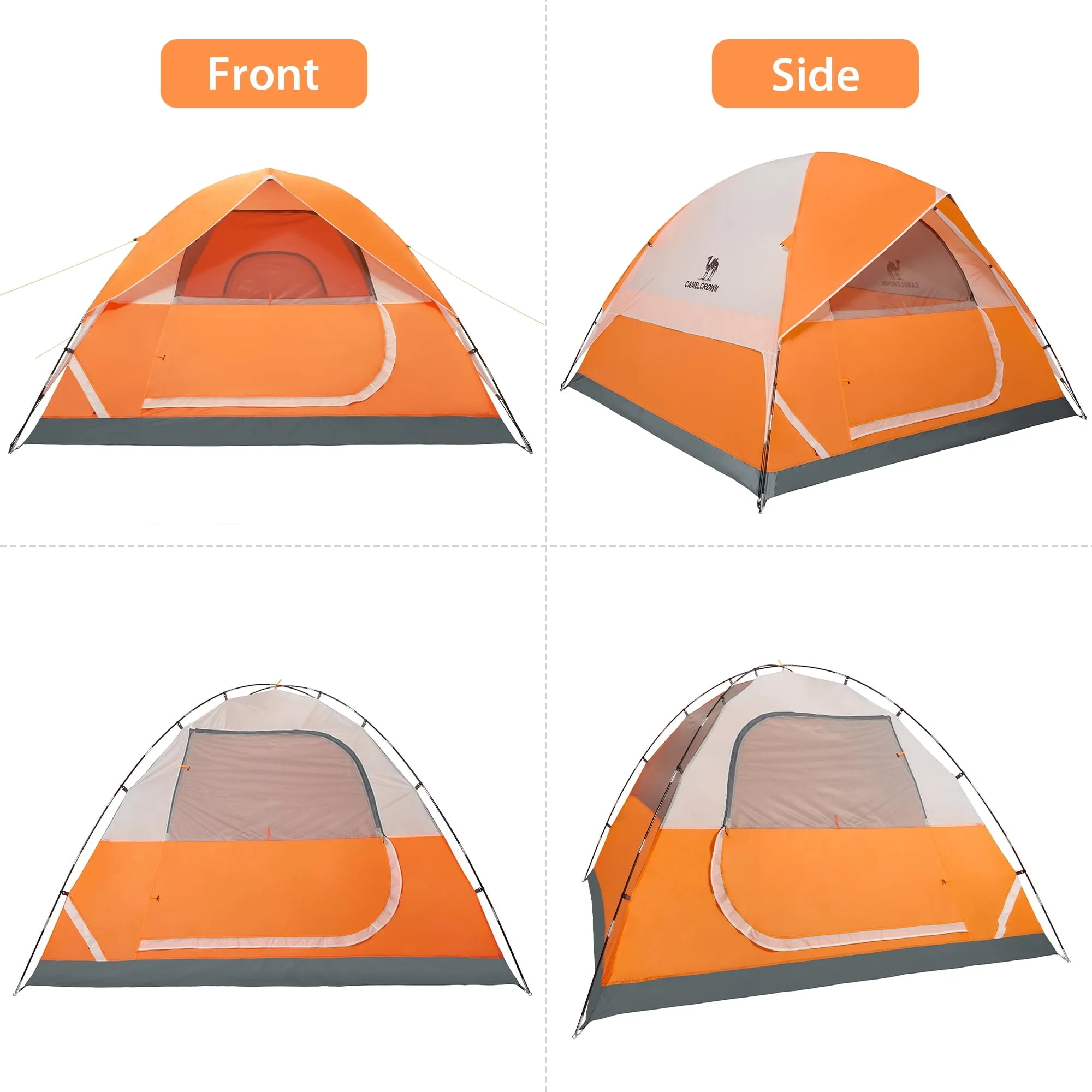 classic 3-4 Person Dome Tent Waterproof Camping Tents Outdoor Travel Backpacking Tent,Navy Blue Gray