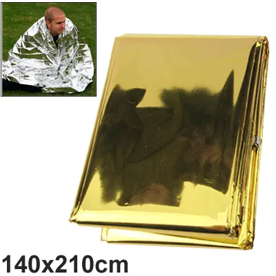 Compact Lightweight Aluminized Windproof Waterproof Emergency Blanket Body Wrap Survival Sheet for Outdoor 140 x 210cm