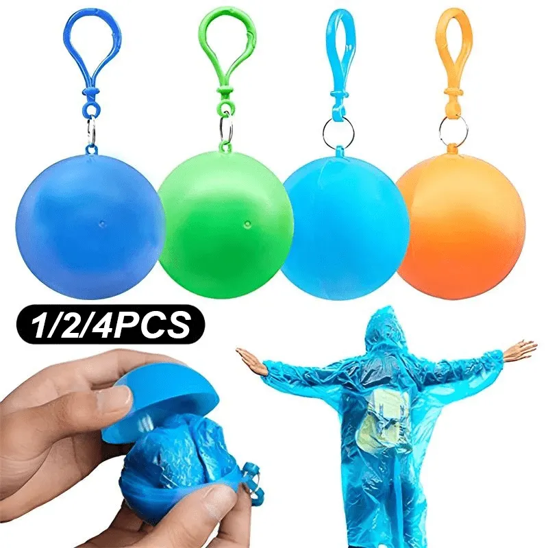 Compact Waterproof Raincoat Balls with Keychain Portable Emergency Gear