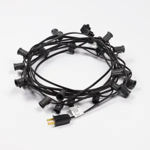 (Cord Only) 12 FT | 10 Socket Outdoor Patio String Light Black Cord w/ E12 C7 Base