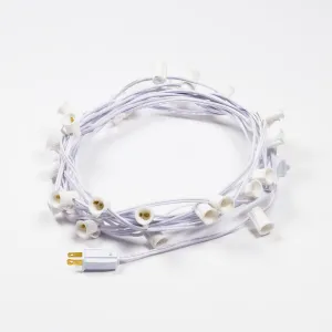 (Cord Only) 31 FT | 10 Socket Outdoor Patio String Light White Cord w/ E12 C7 Base