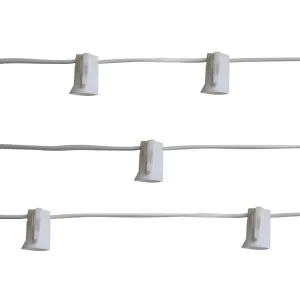 (Cord Only) 50 Socket Outdoor Patio DIY String Light, 51 FT White w/ E12 Base, Expandable End-to-End