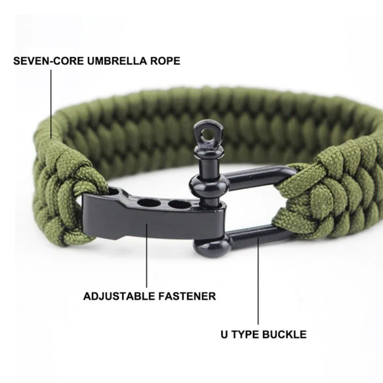 DIY Weave Style Nylon Survival Bracelets with Adjustable Stainless Steel Shackle, Random Color Delivery