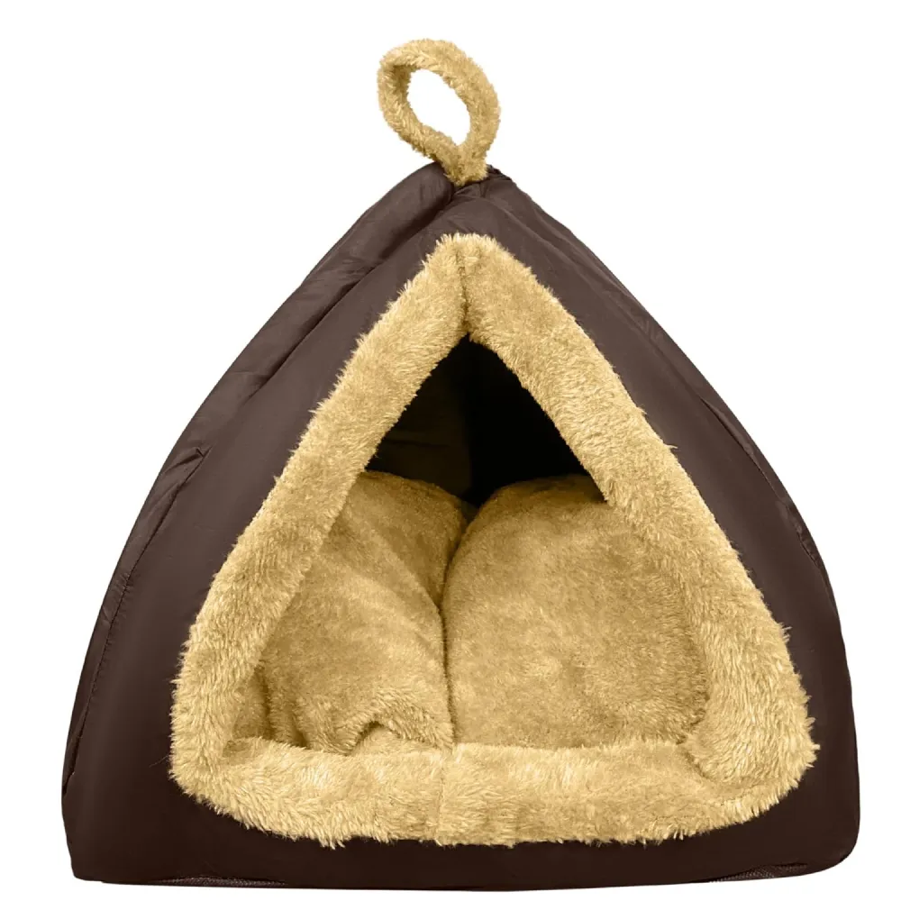 Fluffy's Washable Hut Bed for Dogs and Cats (Brown)