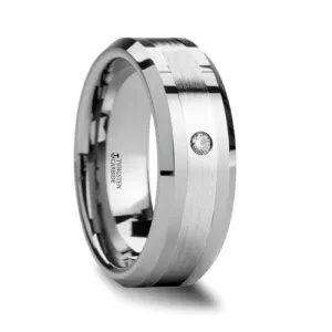 GAUTIER | Tungsten Ring Palladium Inlay with Diamond