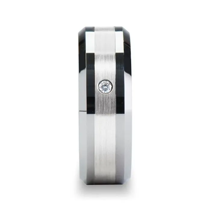 GAUTIER | Tungsten Ring Palladium Inlay with Diamond