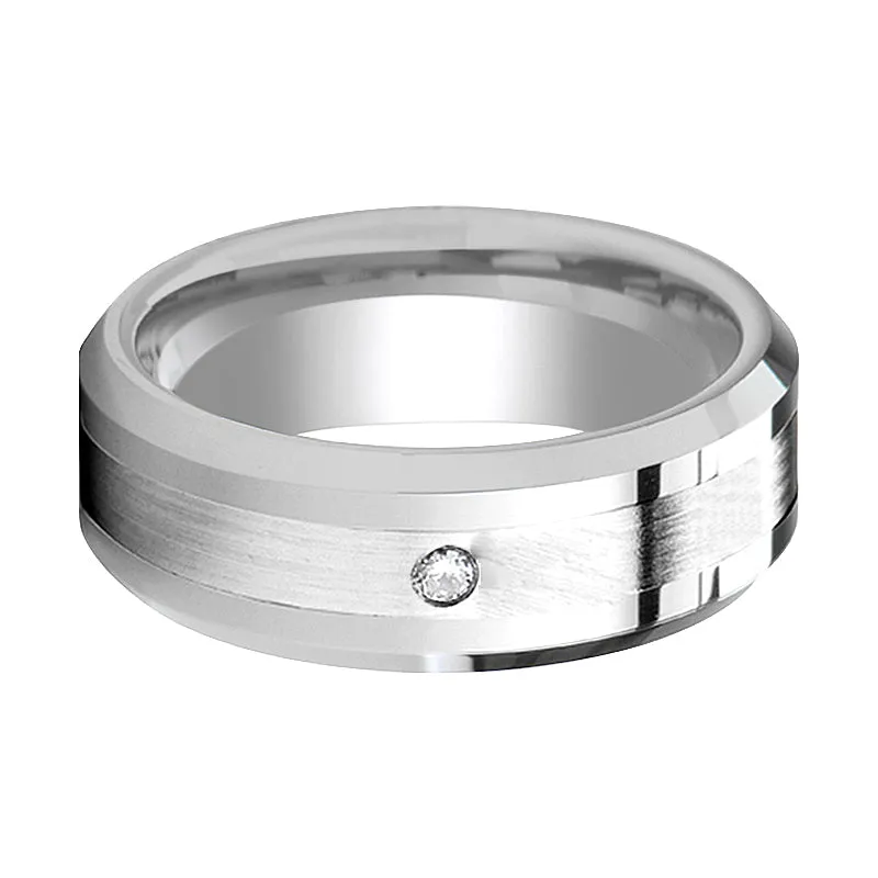 GAUTIER | Tungsten Ring Palladium Inlay with Diamond