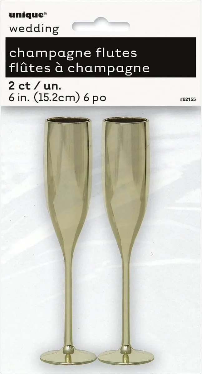 Gold Plastic Champagne Flute Favors (2ct)