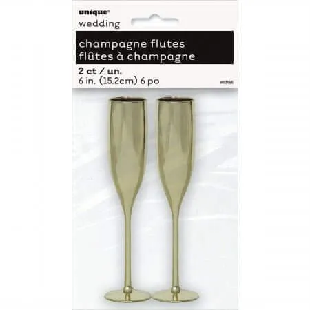 Gold Plastic Champagne Flute Favors (2ct)