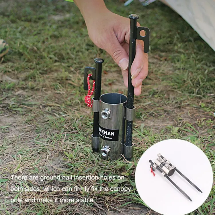 HIKEMAN Enlarged Aperture Outdoor Camping Canopy Pole Holder, Style: Stainless Steel (Silver)