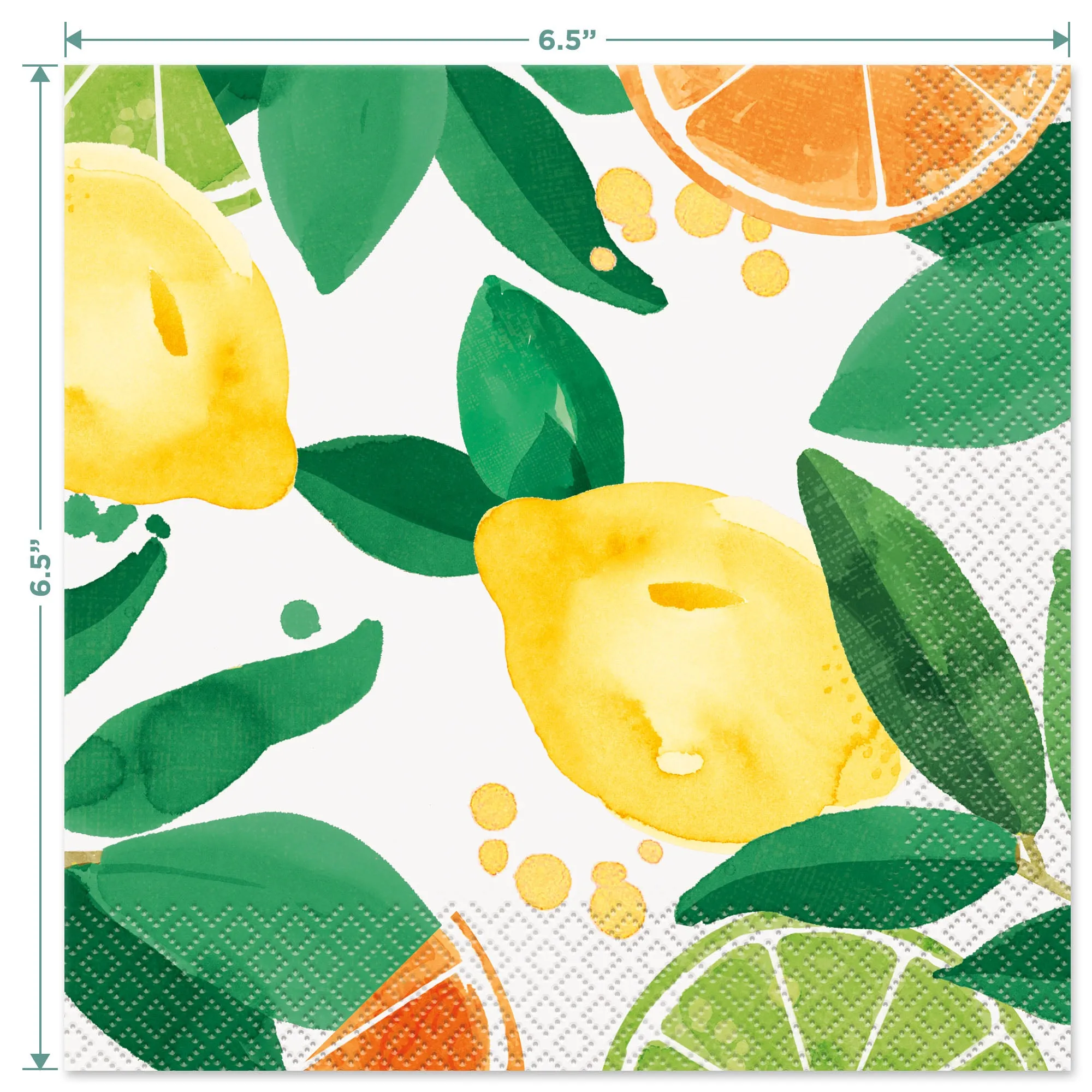 Lemon and Citrus Watercolor Paper Dinner Plates and Lunch Napkins (Serves 16)