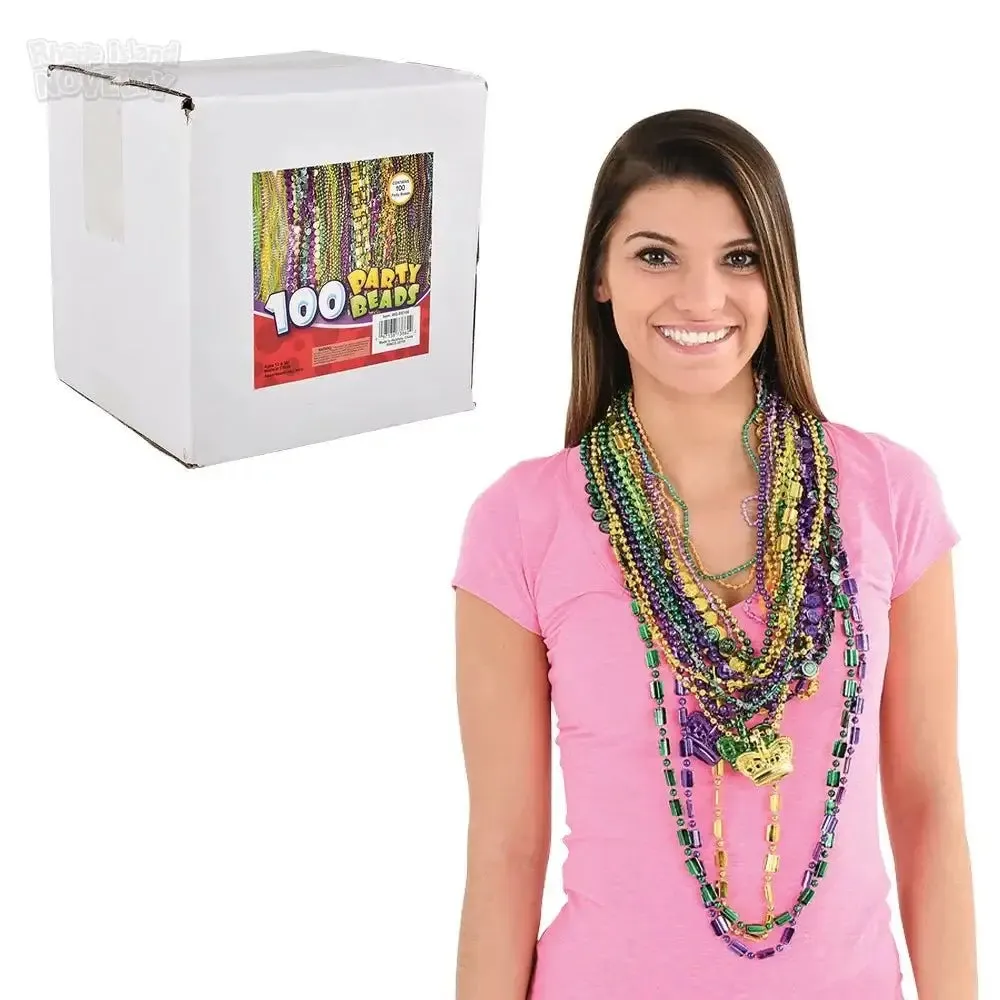 Mardi Gras Bead Necklace Assortment (100pcs)