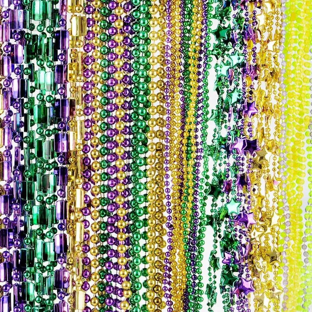 Mardi Gras Bead Necklace Assortment (100pcs)