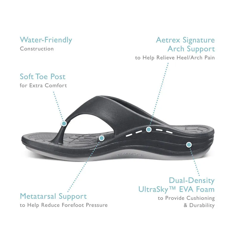 MEN'S AETREX MAUI ORTHOTIC FLIP | CHARCOAL