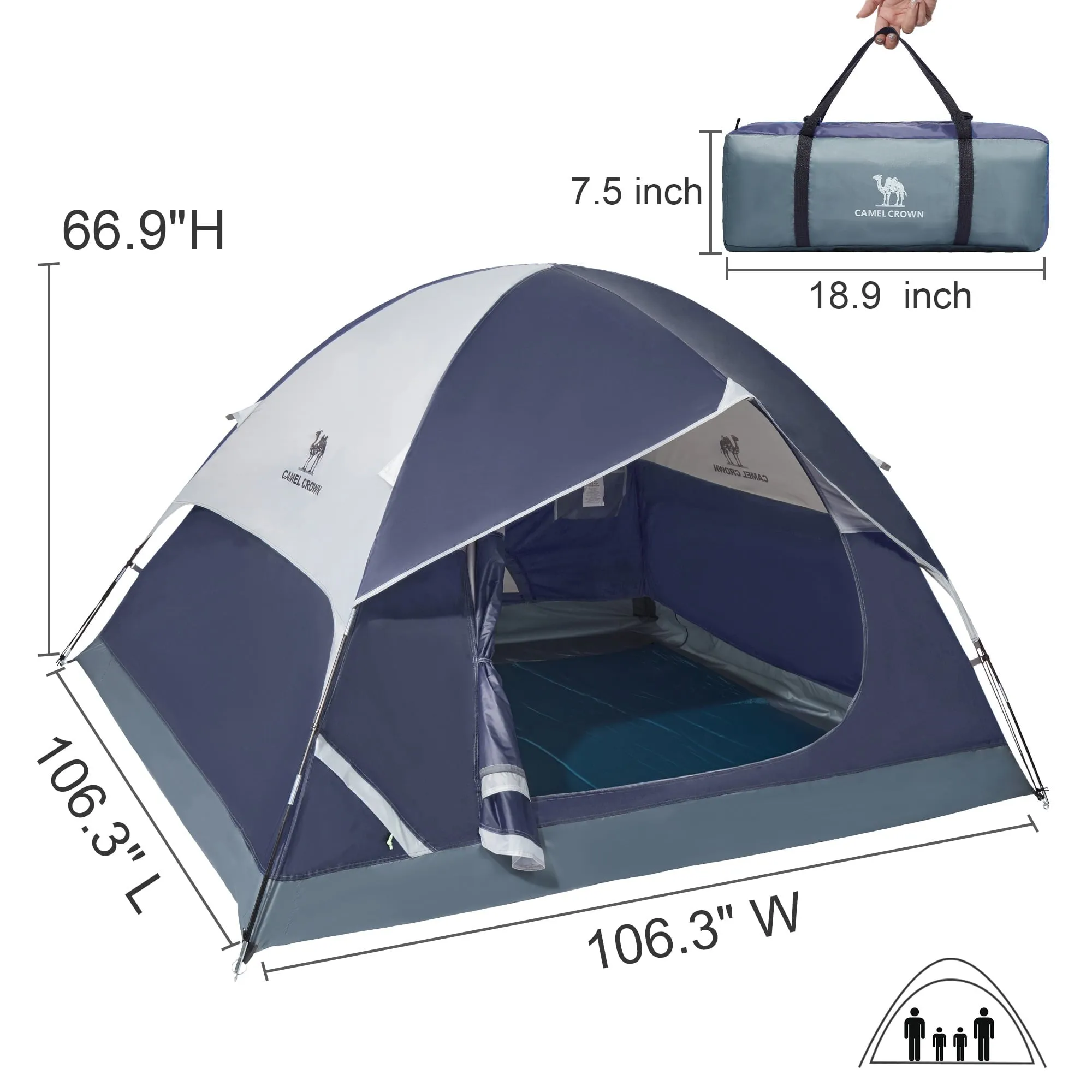 modern Camping Tent Waterproof 5-6 Person Tent for Camping Outdoor Backpacking Tents Lightweight Dome Tent Windproof Emergency Tent Easy Up Tents with Carry Bag