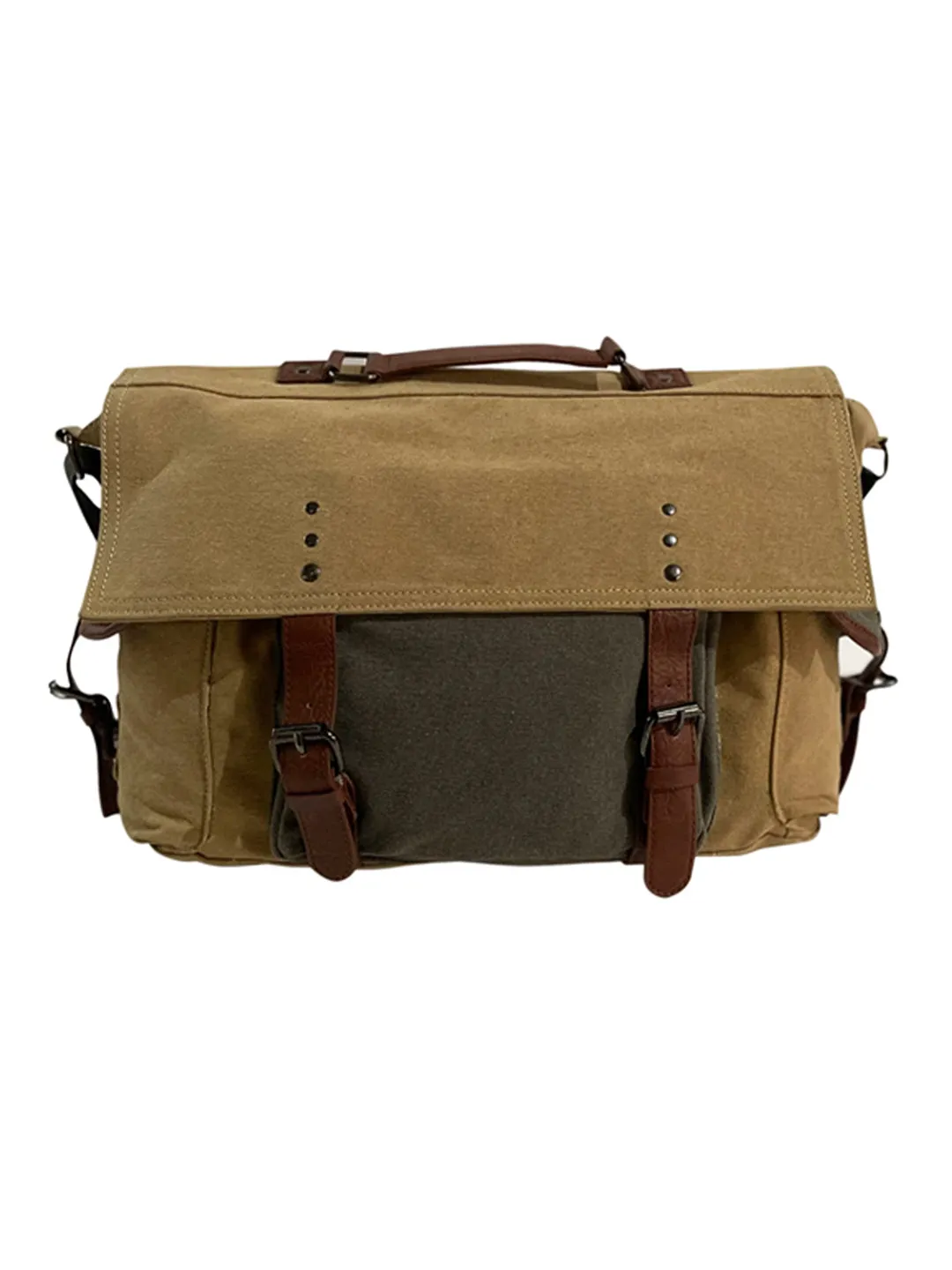 Mona B Upcycled Canvas Messenger Crossbody Laptop Bag for Upto 14" Laptop/Mac Book/Tablet with Stylish Design for Men and Women: Brown