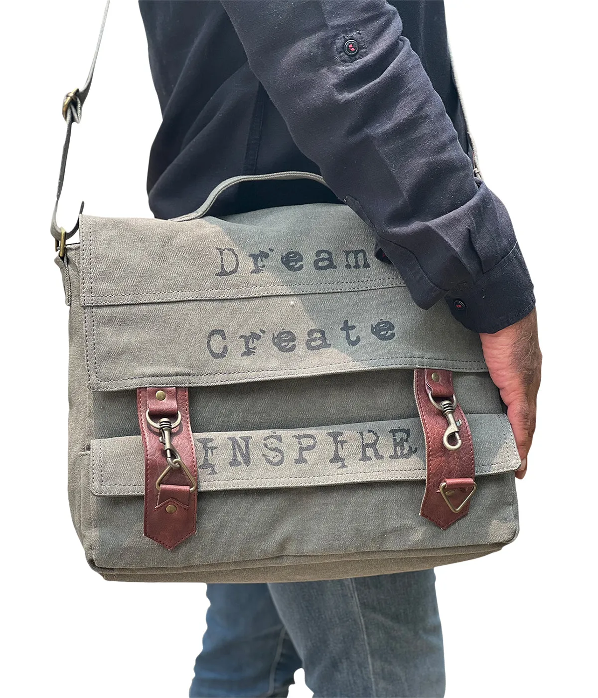 Mona B Upcycled Canvas Messenger Crossbody Laptop Bag for Upto 14" Laptop/Mac Book/Tablet with Stylish Design for Men and Women: Dream