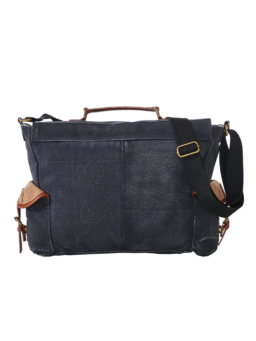 Mona B Upcycled Canvas Messenger Crossbody Laptop Bag for Upto 14" Laptop/Mac Book/Tablet with Stylish Design for Men and Women: Navy