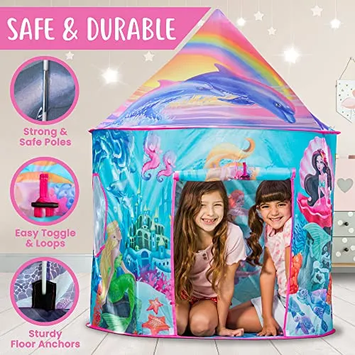 Musical Mermaid Tent with Under-The-Sea Button Mermaid Gifts for Girls