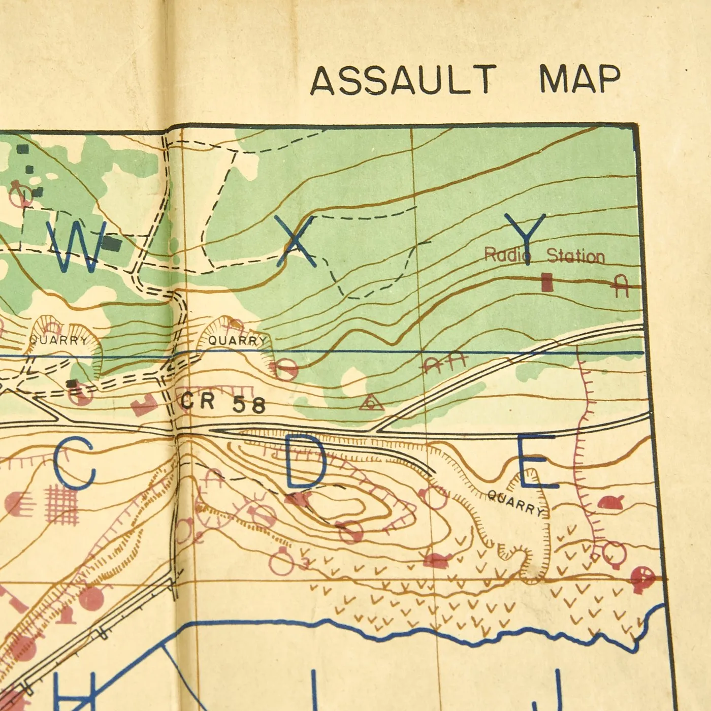 Original WWII U.S. Marine Corps Battle of Iwo Jima East Beaches Assault Invasion Map dated November 1944