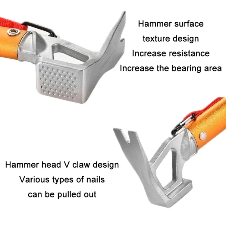 Outdoor Camping Multifunctional Tent Ground Nail Hammer(Orange)