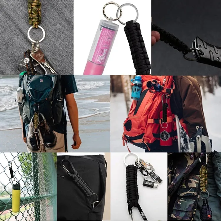 Outdoor Multifunctional Nylon Umbrella Rope Carabiner Key Chain(Army green)